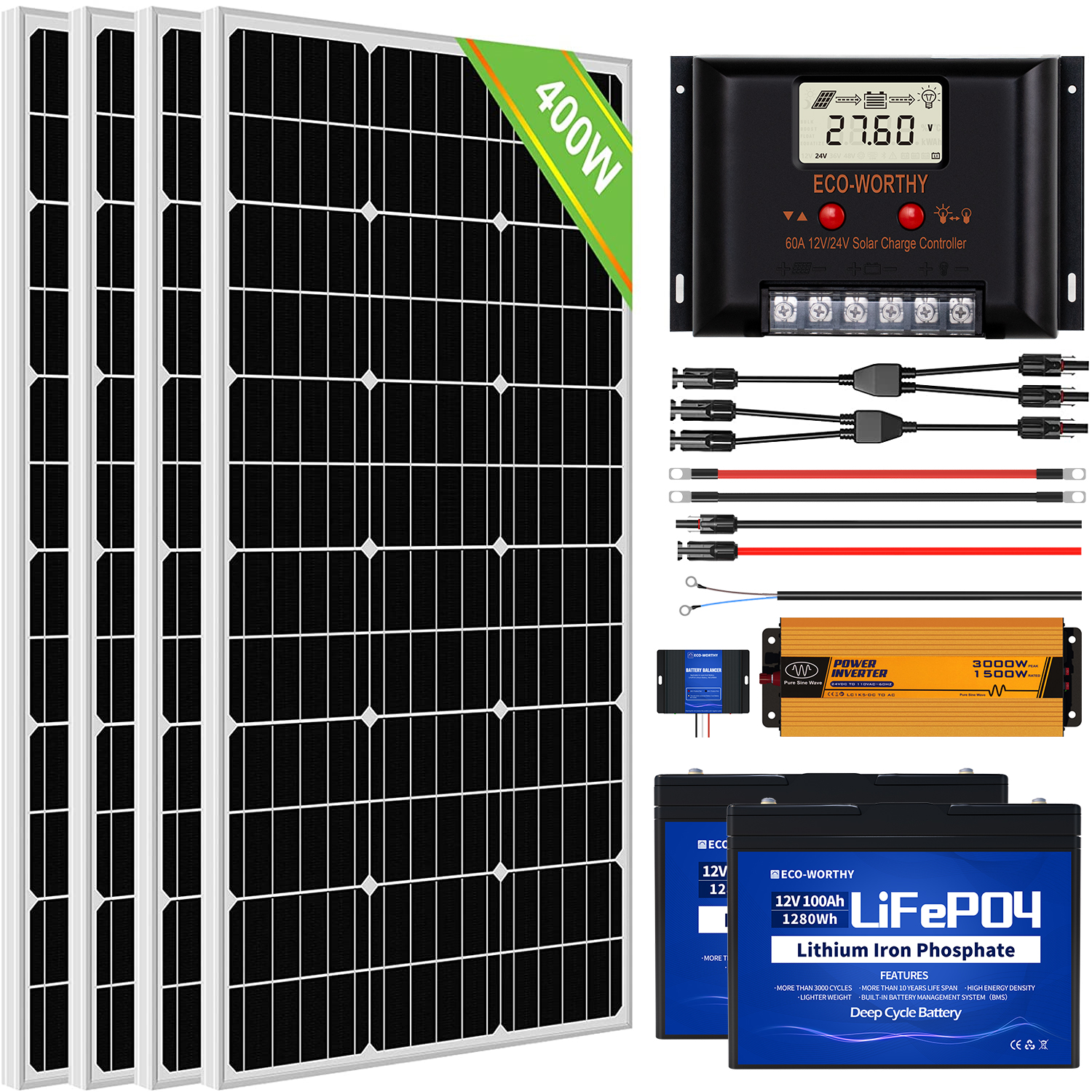 400 W 12 V Komplettes netzunabhängiges Solarpanel-Kit