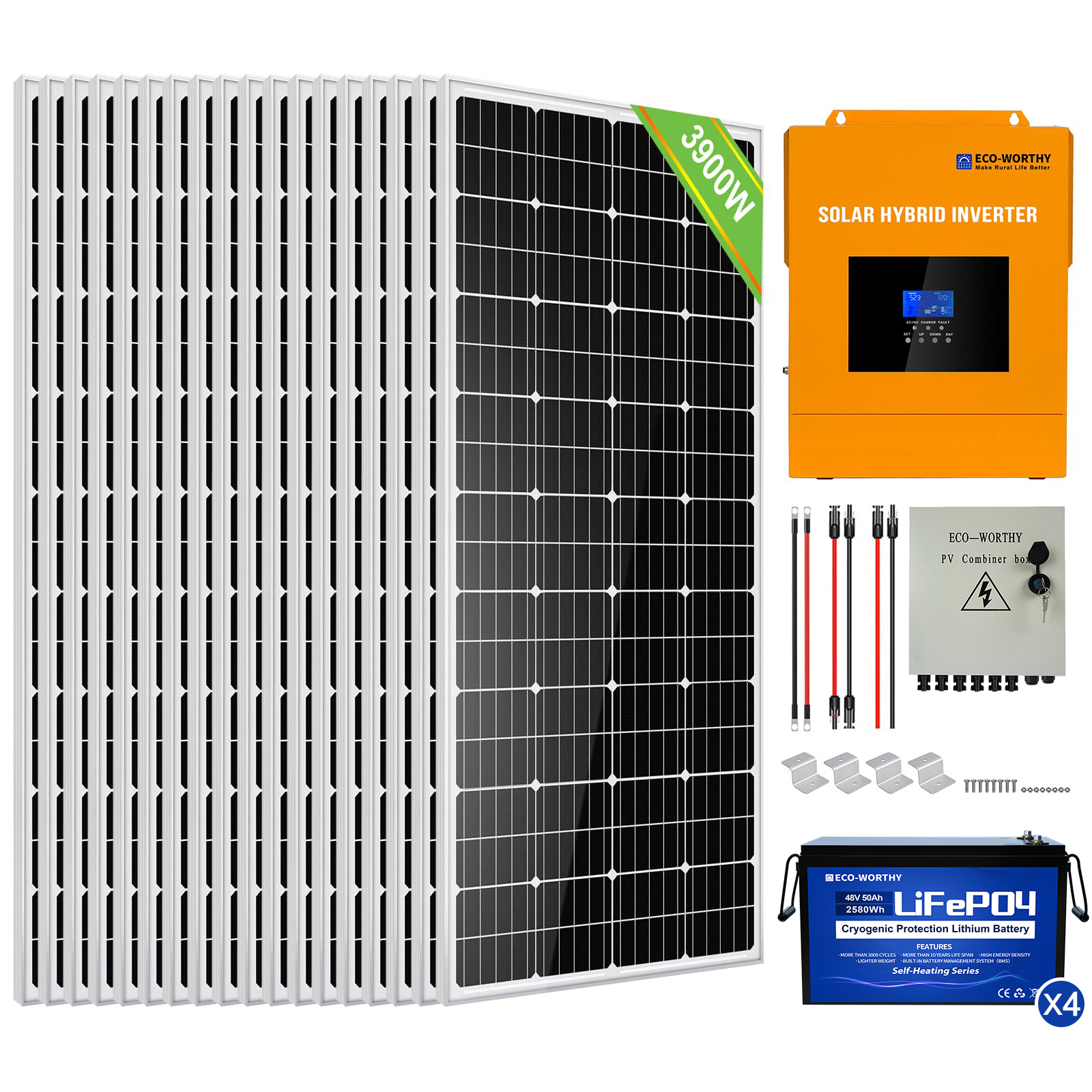 3900 W 48 V Komplettes netzunabhängiges MPPT-Solarmodul-Kit